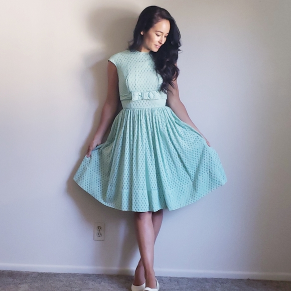 1950s Vintage Dress Jacket Set KerryBrooke by JC Penney's Atomic Mint - Picture 5 of 15